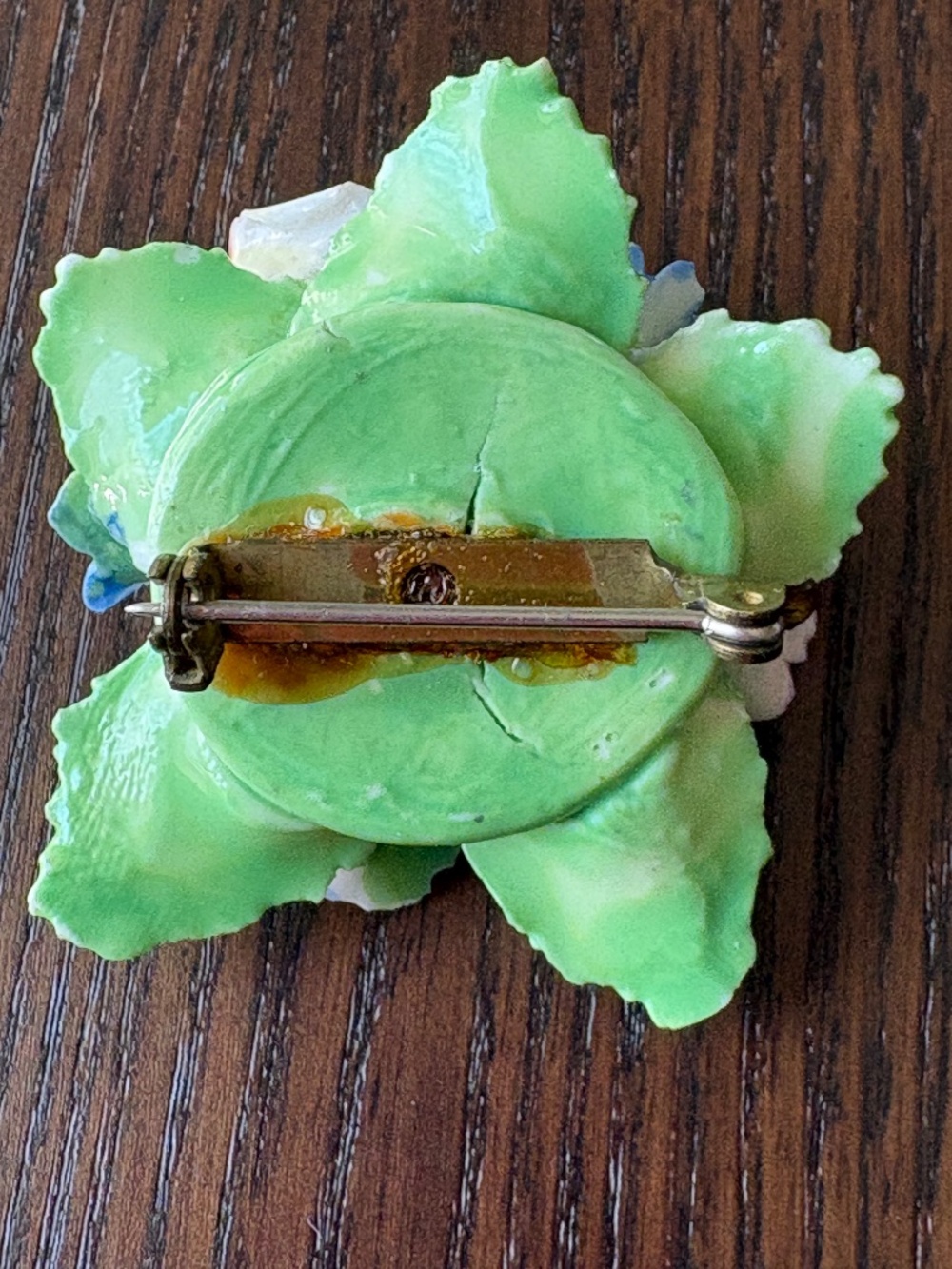 Vintage Flower Brooch English Porcelain MidCentury, Rose and Pansy Pin - Picture 3 of 4